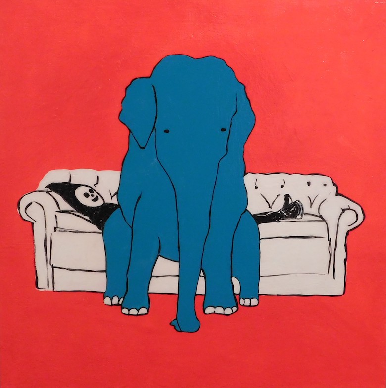 Brian Leo_ Elephant On Couch_20 inx20in_acrylic on canvas_2017_$1500